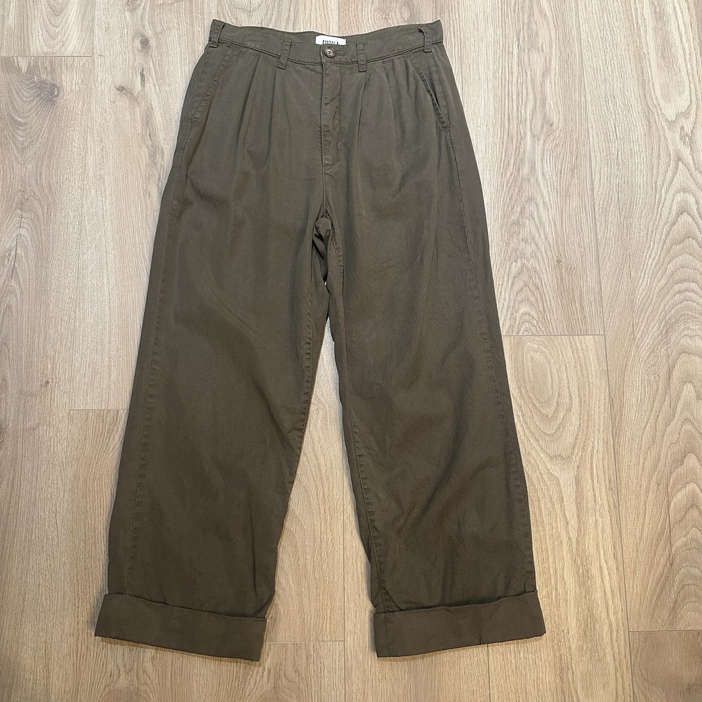 Pistola Olive‎ Green Wide Leg Straight Fit Pants Size 26 High Rise 100% Cotton